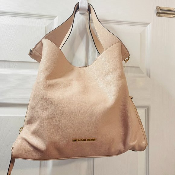 Michael Kors Devon Large Leather Hobo Shoulder Bag Tote original price $398 pink - Picture 13 of 16
